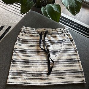 LOFT Blue and Cream White Striped Mini Skirt